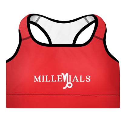 Millenials Red Padded Sports Bra