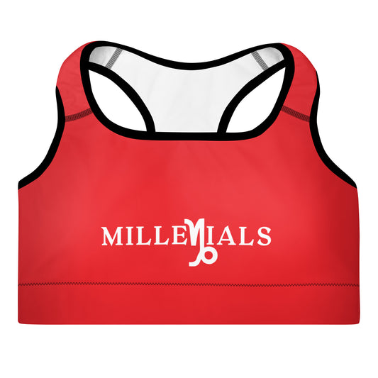 Millenials Red Padded Sports Bra
